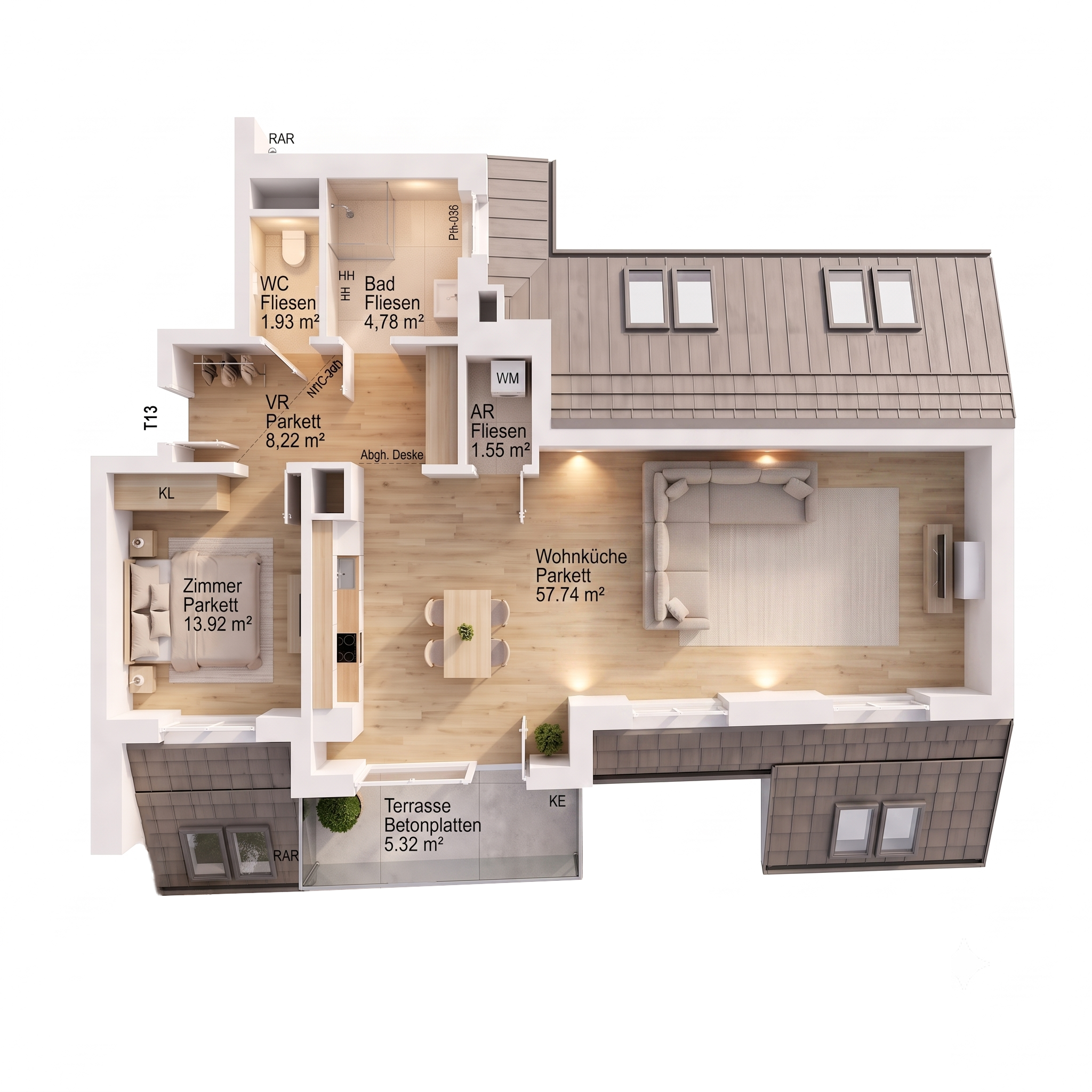 Stiege 1 · 2.DG · TOP 13 · 2 Rooms · Apartment · 88.04 m²